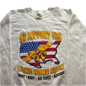 Vintage Desert Storm We Support You Men's XL Puff Print Pullover Crewneck